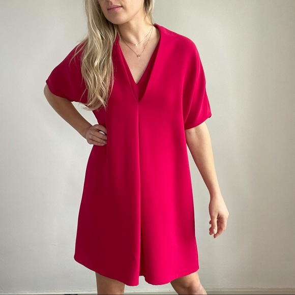 Vince Pink Magenta Short Sleeve Shift Dress Small - Picture 5 of 9
